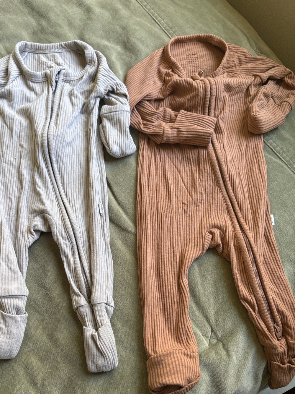 Little Sleepies Ribbed Zipper Footed One-Piece in brown